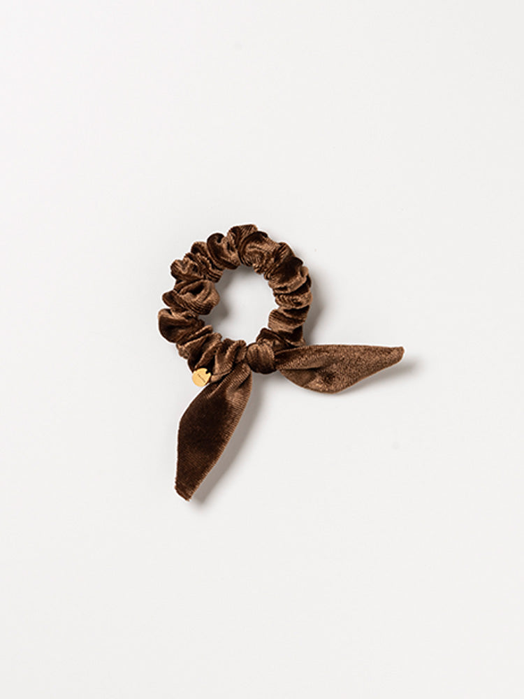 【SARARTH + TRESSE】SILVER Vegan pearl bracelet & MIA ruban chouchou in Brown