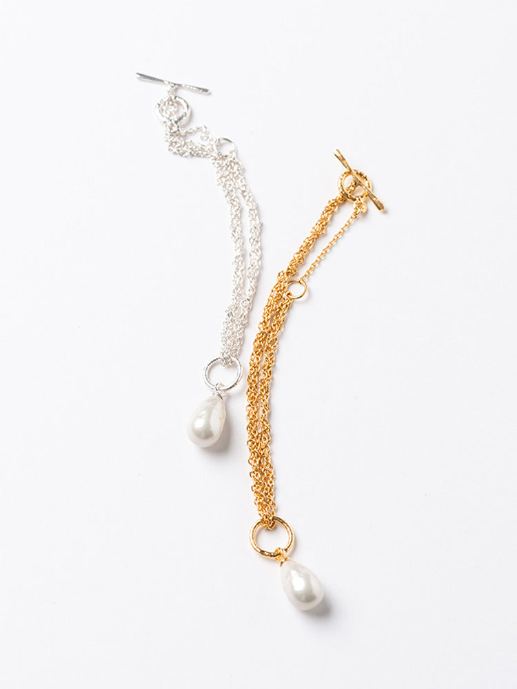【SARARTH + TRESSE】GOLD Vegan pearl bracelet & MIA ruban chouchou in Terracotta