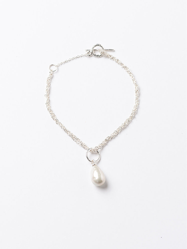 【SARARTH + TRESSE】SILVER Vegan pearl bracelet & MIA ruban chouchou in Mustard