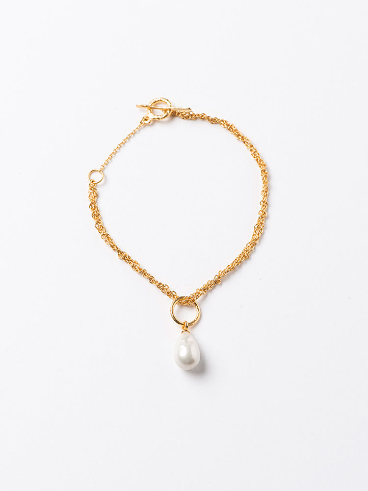 【SARARTH + TRESSE】GOLD Vegan pearl bracelet & MIA ruban chouchou in Navy