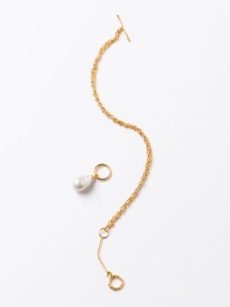 【SARARTH + TRESSE】GOLD Vegan pearl bracelet & MIA ruban chouchou in White