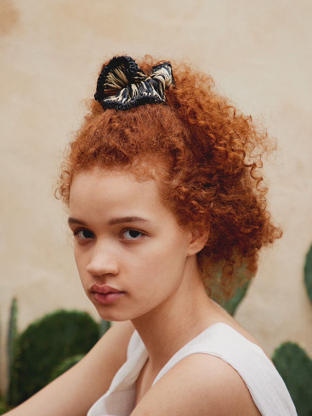 Maison N.H.Paris×TRESSE raffia chouchou in mix
