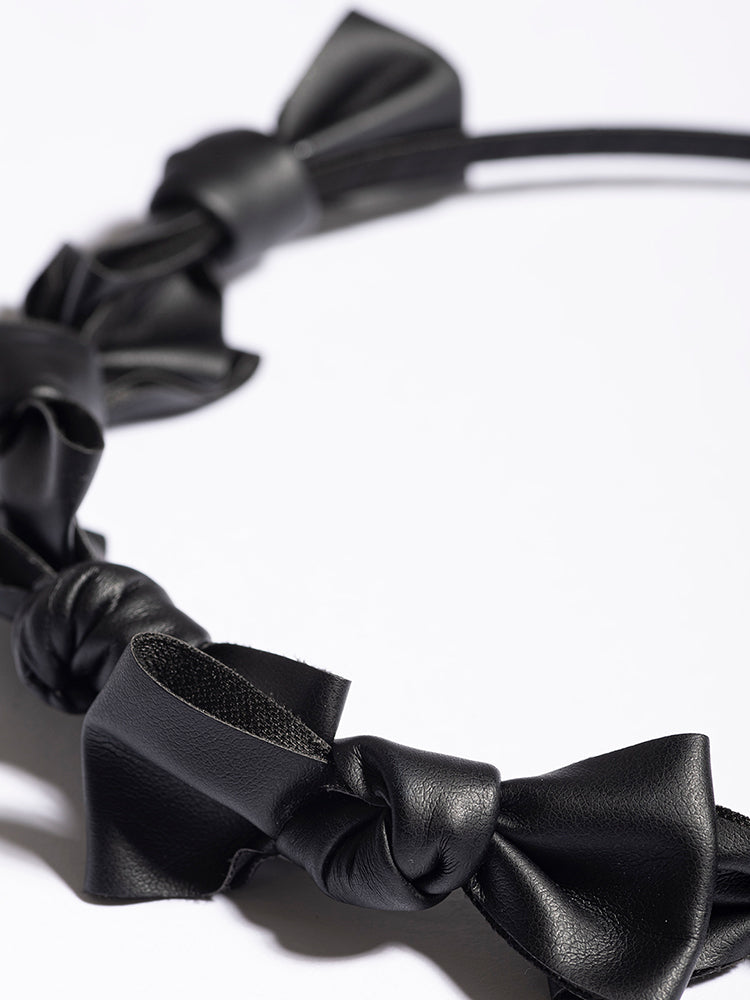 Ribbon Serre-tete in leather in Black